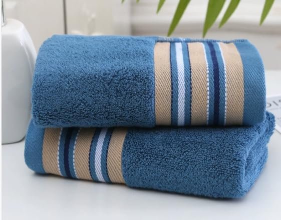 Bath Towel 80% Cotton, Soft & Absorbent Bathroom Towel with Side Pattern – Quick Dry 70×140cm – 450 GSM – Available in Brown, Dark Blue & White (Dark Blue) - Image 4