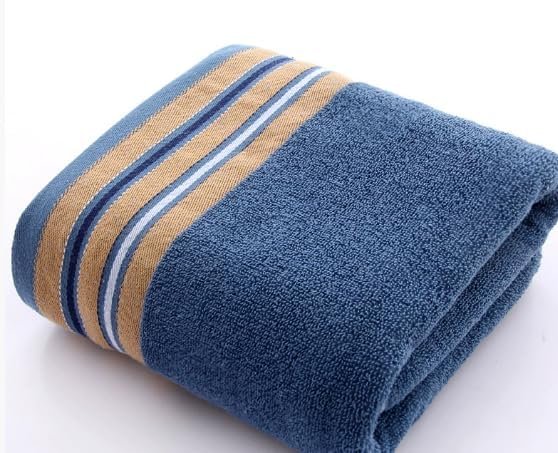 Bath Towel 80% Cotton, Soft & Absorbent Bathroom Towel with Side Pattern – Quick Dry 70×140cm – 450 GSM – Available in Brown, Dark Blue & White (Dark Blue) - Image 6